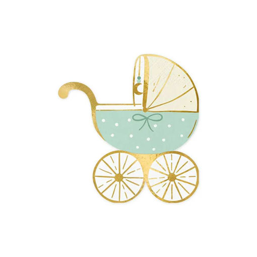 Picture of NAPKINS BABY STROLLER BLUE 14X15CM